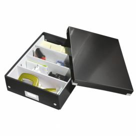 Černý kartonový úložný box s víkem 28x37x10 cm Click&Store – Leitz