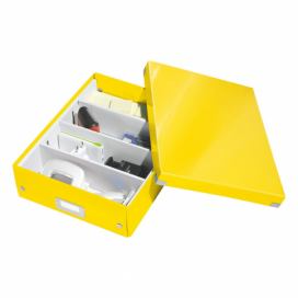 Žlutý kartonový úložný box s víkem 28x37x10 cm Click&Store – Leitz