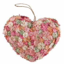 Závěsné jarní srdce se suchými květy - 16*5*14cm J-Line by Jolipa