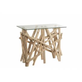 Konzolový dřevěný stůl se skleněnou deskou Branch - 96*47*77cm J-Line by Jolipa