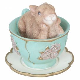 Velikonoční dekorace králíček v šálku - 8*7*7 cm Clayre & Eef