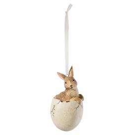 Závěsná velikonoční dekorace zajíček ve vajíčku I- Ø 5*11 cm Clayre & Eef