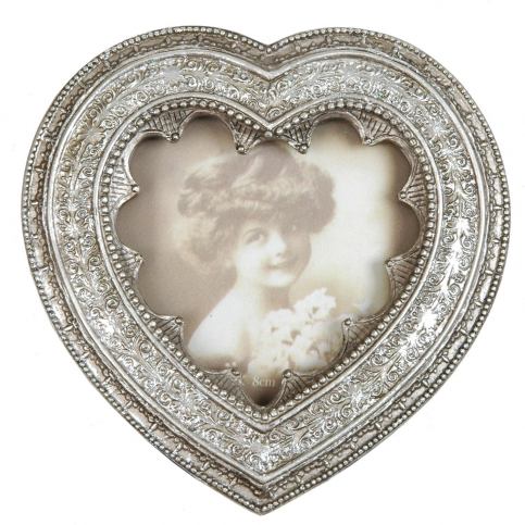 Vintage fotorámeček ve tvaru srdce - 12*12 cm / 9*9 cm Clayre & Eef LaHome - vintage dekorace