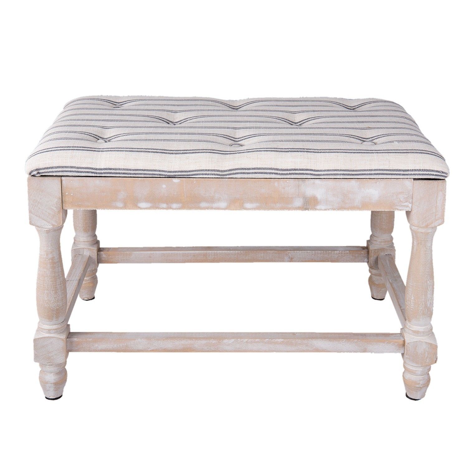 Dřevěná lavice s polstrováním  - 60*40*42 cm Clayre & Eef - LaHome - vintage dekorace