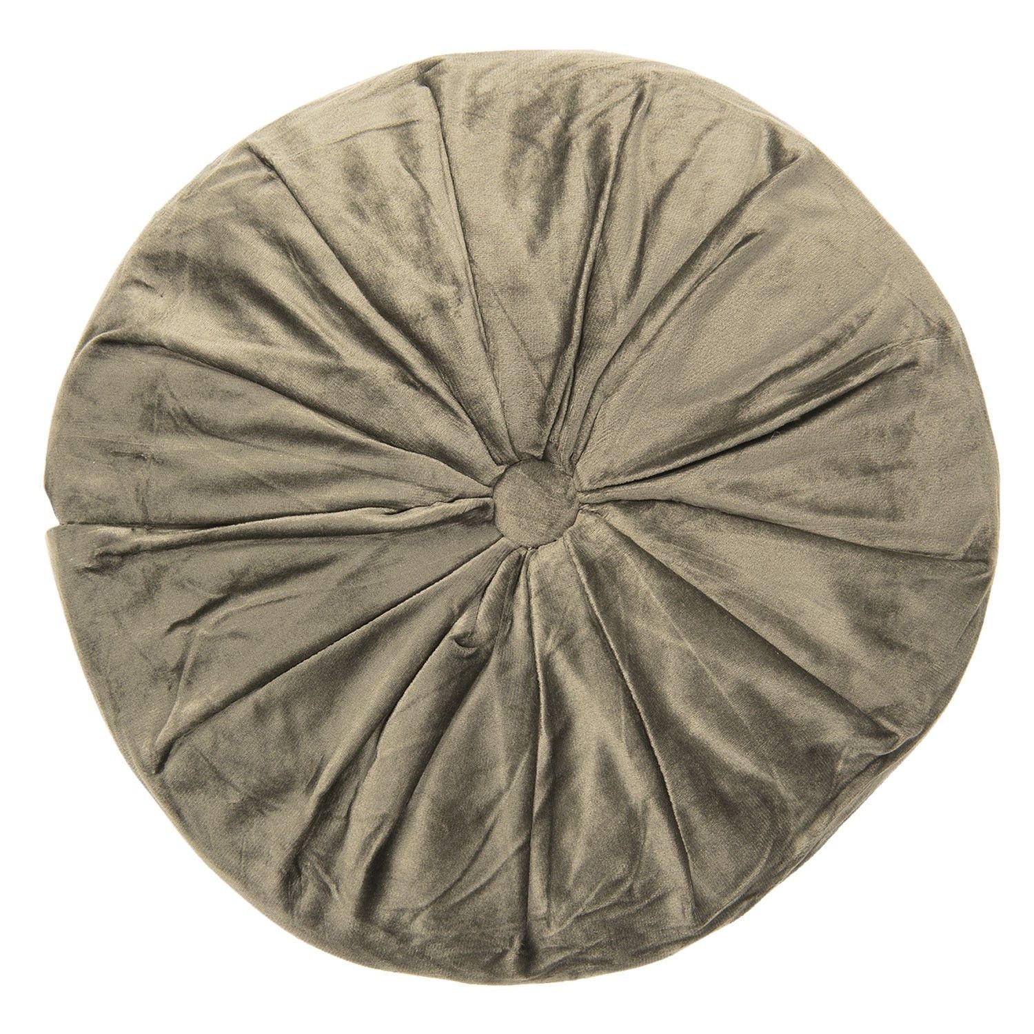 Khaki kulatý sametový polštář - Ø 38*8 cm Clayre & Eef - LaHome - vintage dekorace
