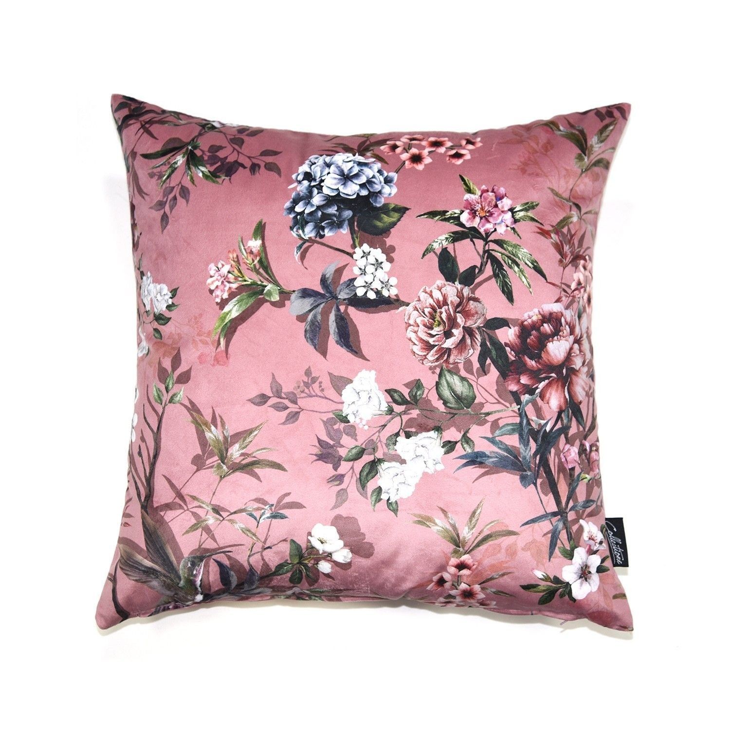 Růžový sametový polštář s květy Luisa roze- 45*45cm Collectione - LaHome - vintage dekorace