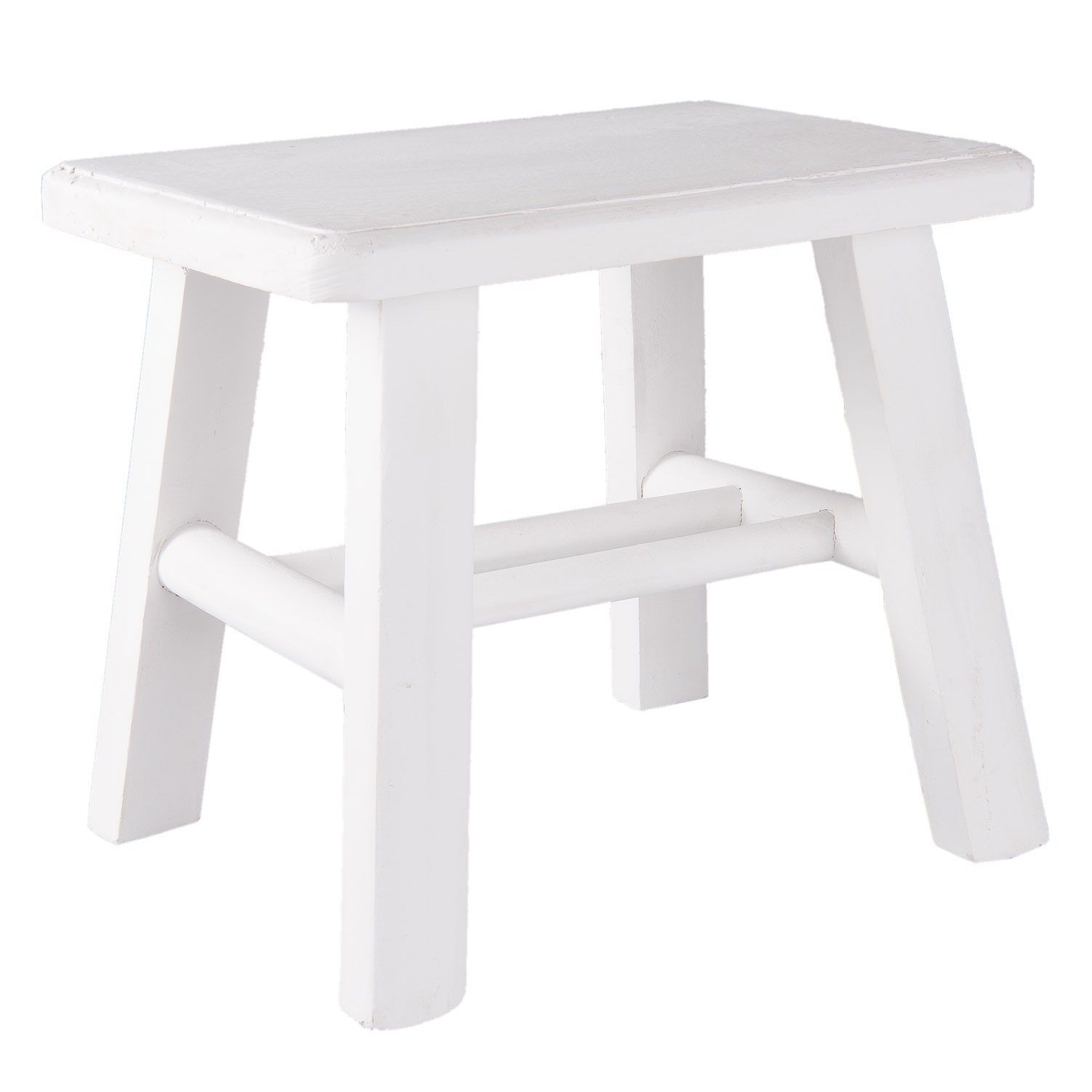 Bílá dřevěná stolička s patinou - 26*20*23 cm Clayre & Eef - LaHome - vintage dekorace