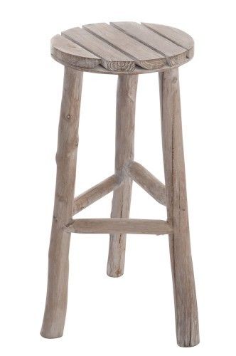 Dřevěná stolička přírodní s bílou patinou - Ø 40*53 cm J-Line by Jolipa - LaHome - vintage dekorace