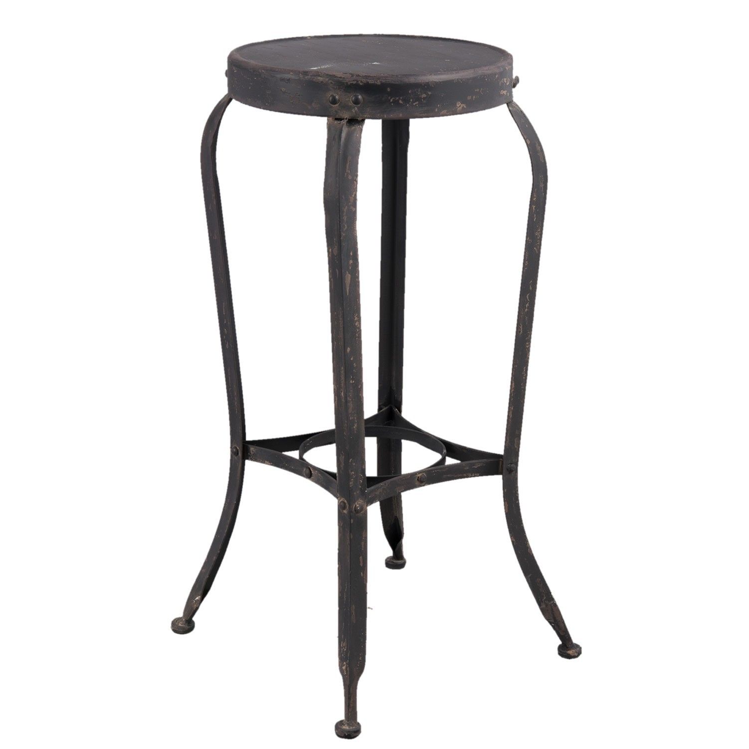 Kovová černá barová stolička s patinou - 37*37*72 cm Clayre & Eef - LaHome - vintage dekorace