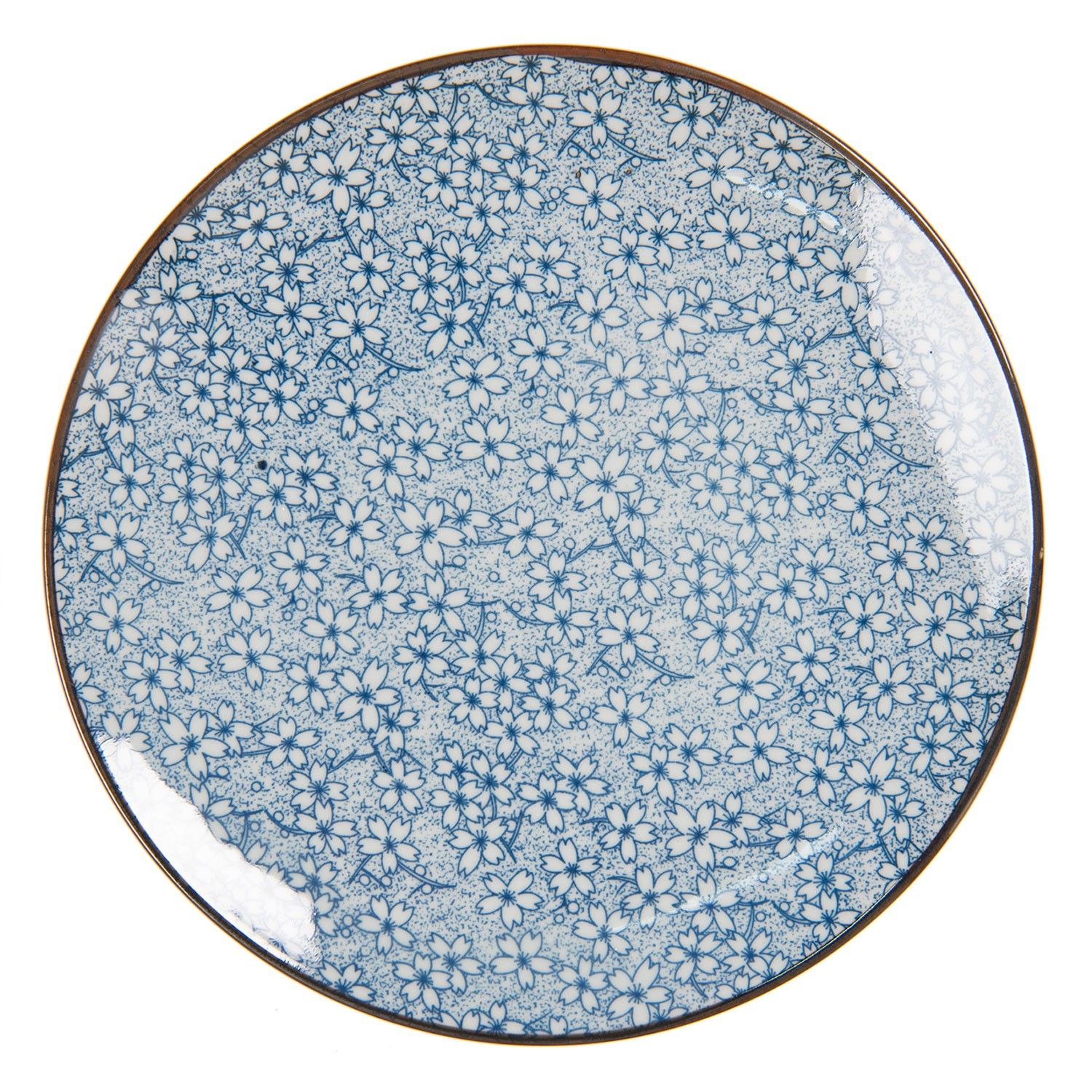 Dezertní talíř modré kvítky BlueFlow - Ø21 cm Clayre & Eef - LaHome - vintage dekorace
