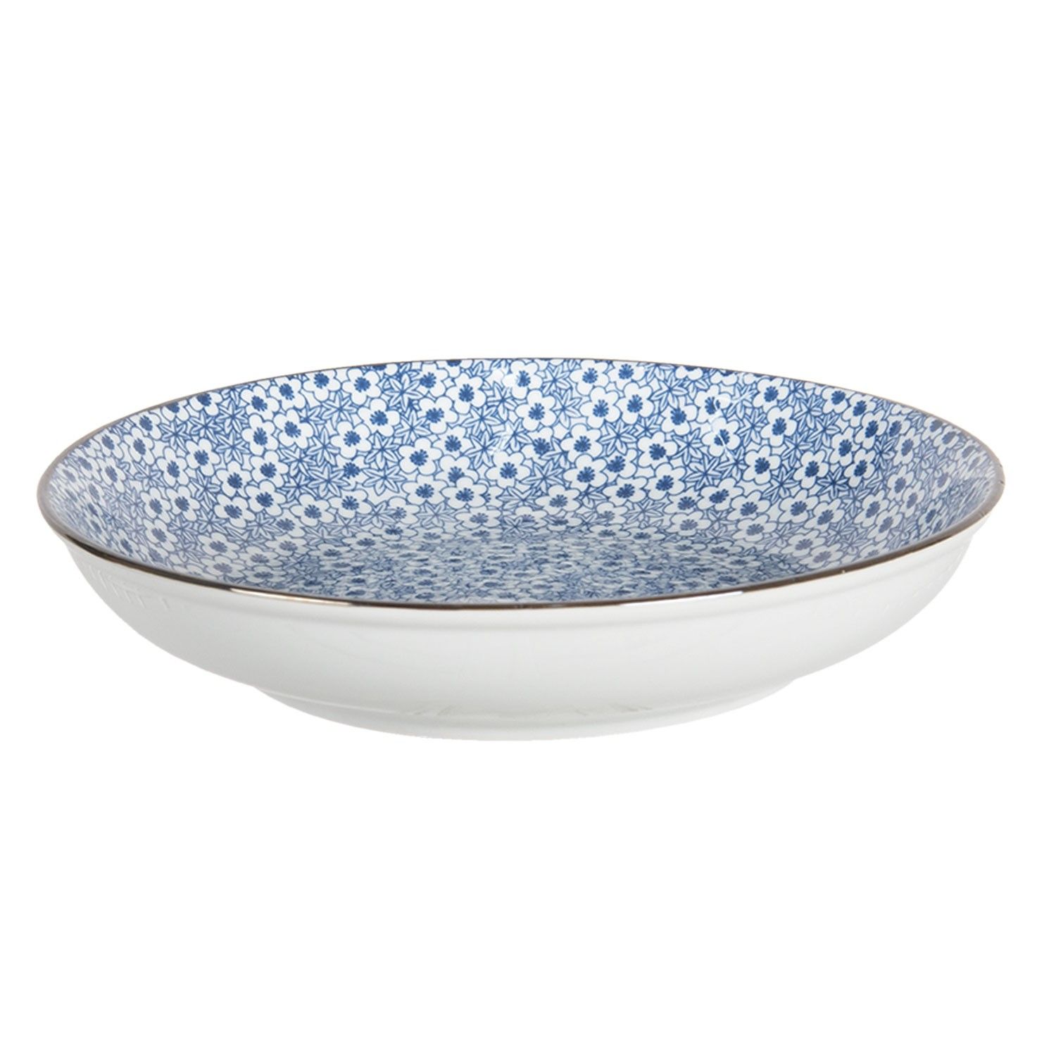 Hluboký talíř s modrými kvítky BlueFlowers - Ø  20*4 cm Clayre & Eef - LaHome - vintage dekorace