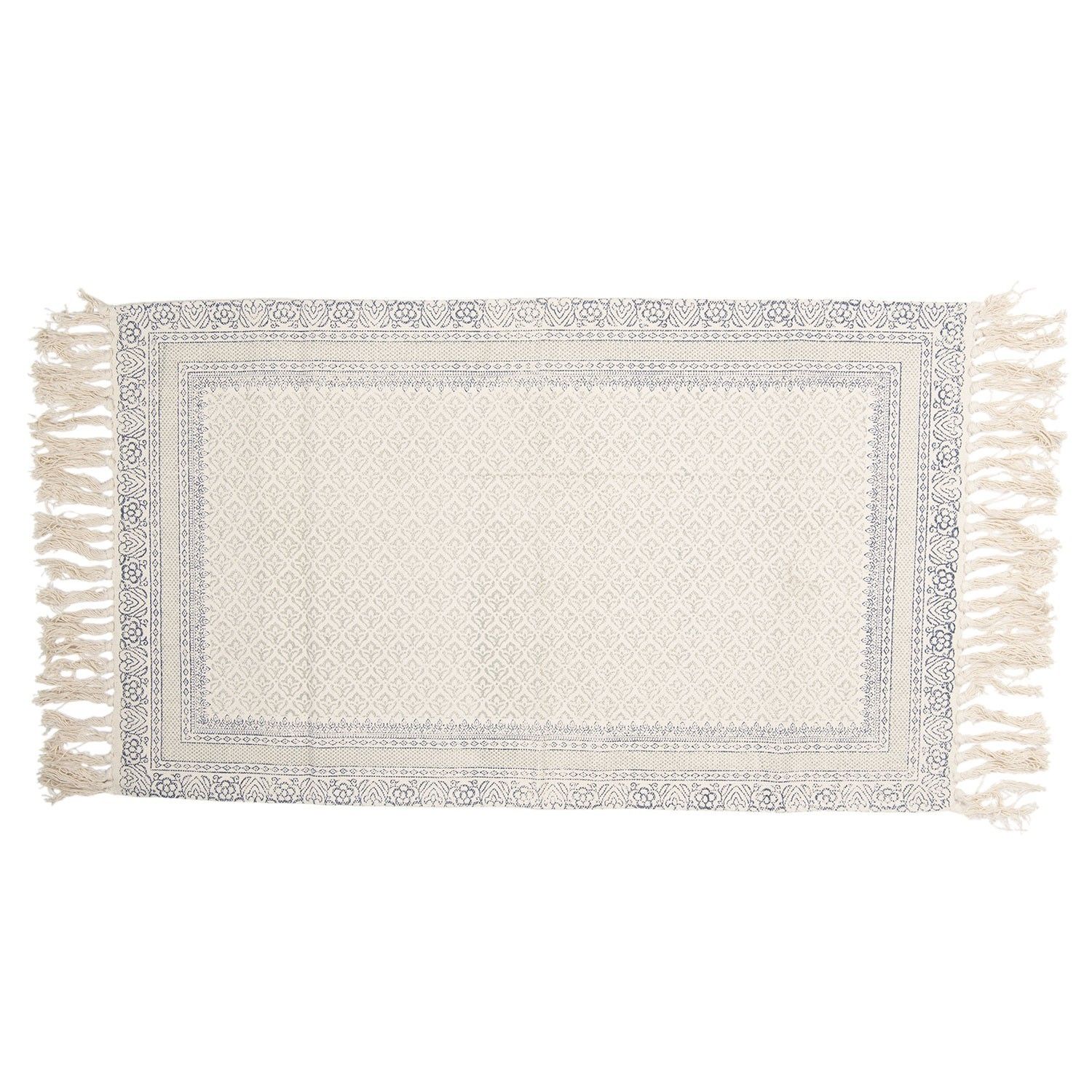 Krémový bavlněný koberec s šedými ornamenty - 70*120 cm Clayre & Eef - LaHome - vintage dekorace