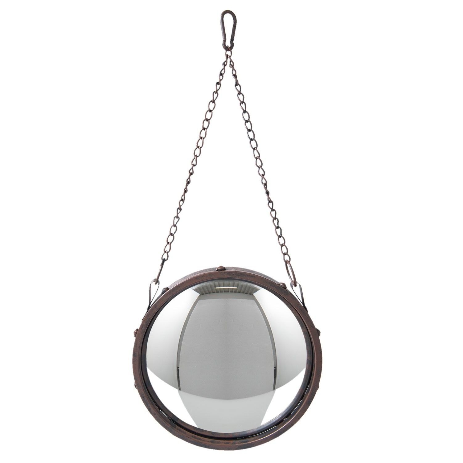 Kulaté kovové vypouklé zrcadlo s řetízkem -  Ø 26*3 cm Clayre & Eef - LaHome - vintage dekorace