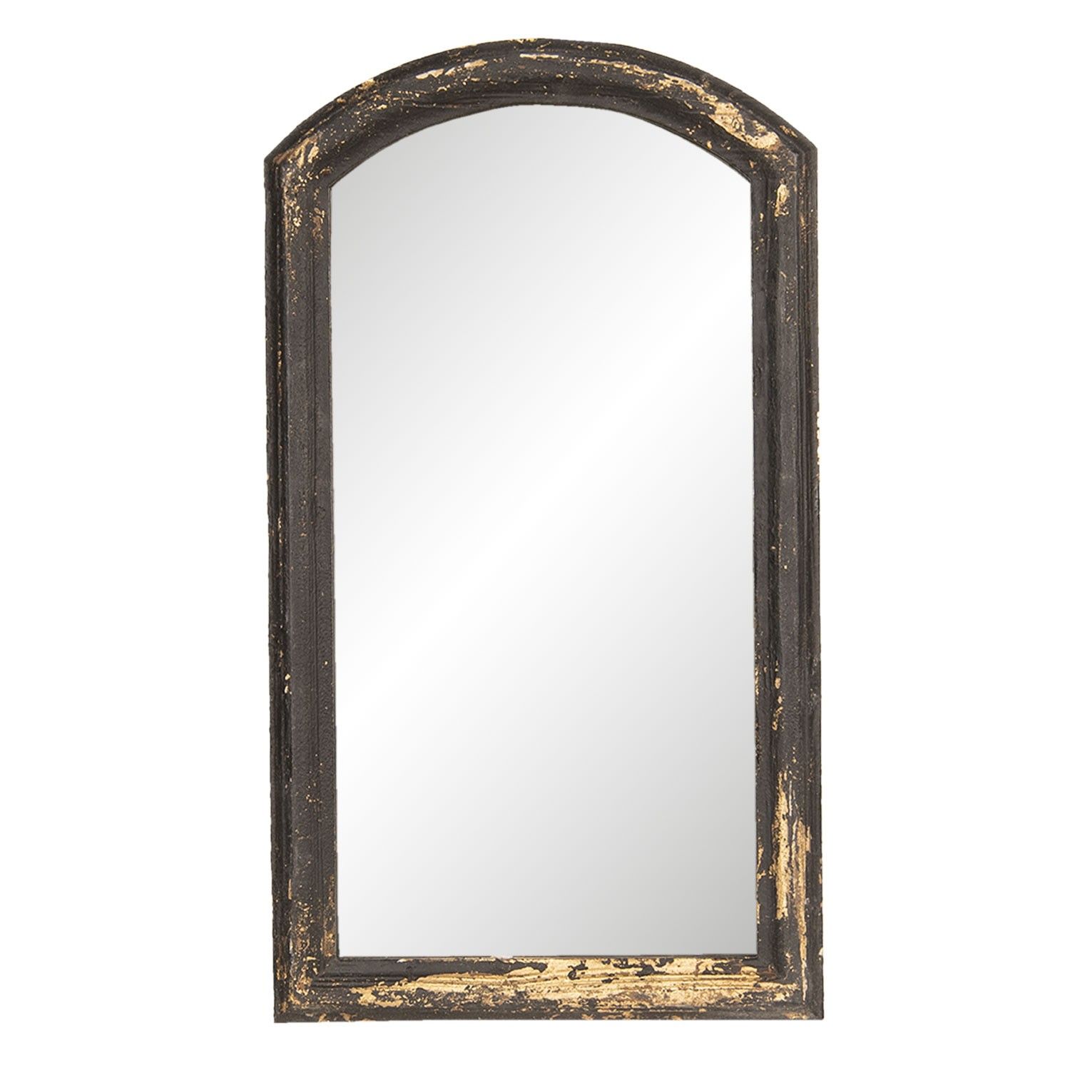Nástěnné vintage zrcadlo v černém rámu s patinou - 33*3*59 cm Clayre & Eef - LaHome - vintage dekorace
