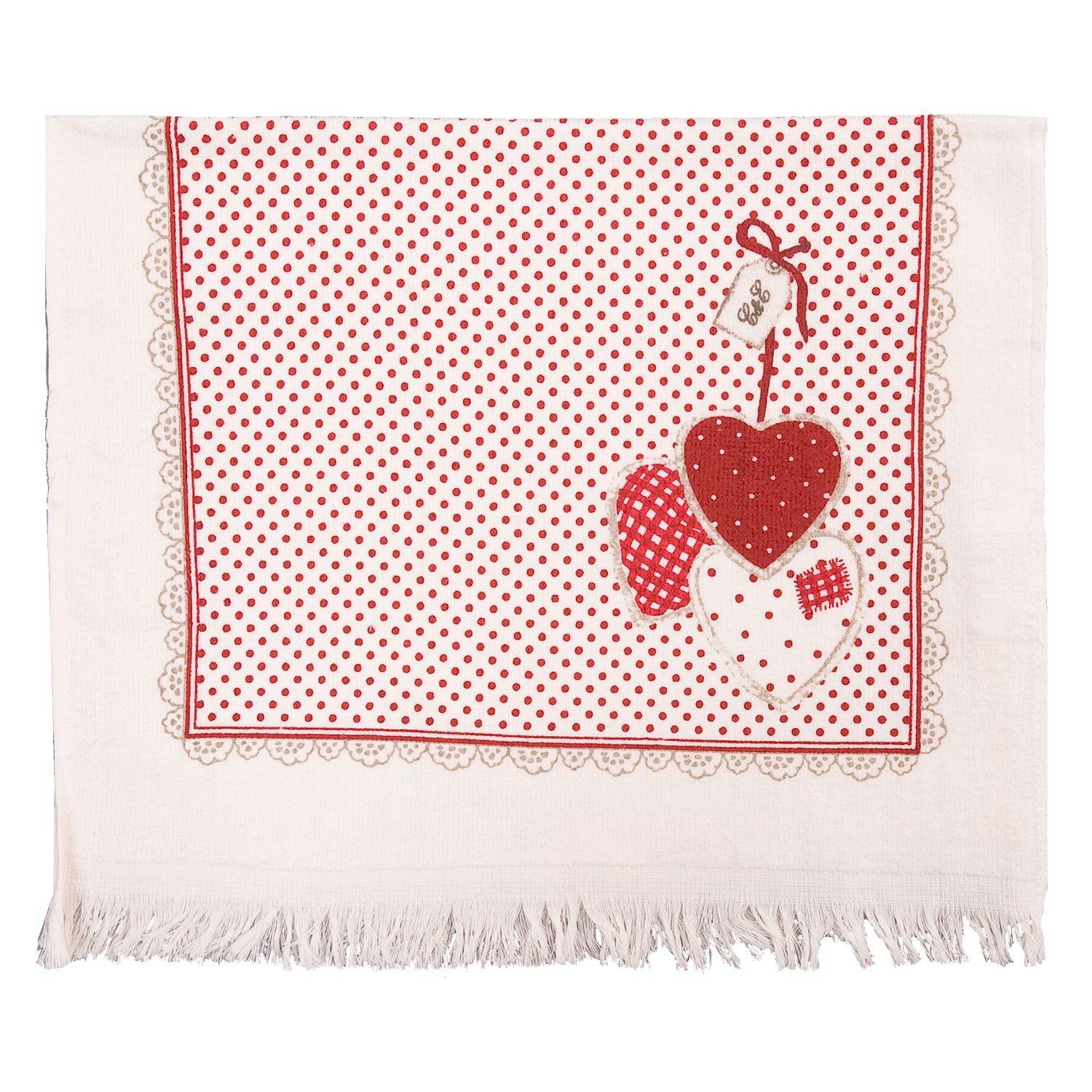 Kuchyňský froté ručník Red Hearts - 40*60 cm Clayre & Eef - LaHome - vintage dekorace