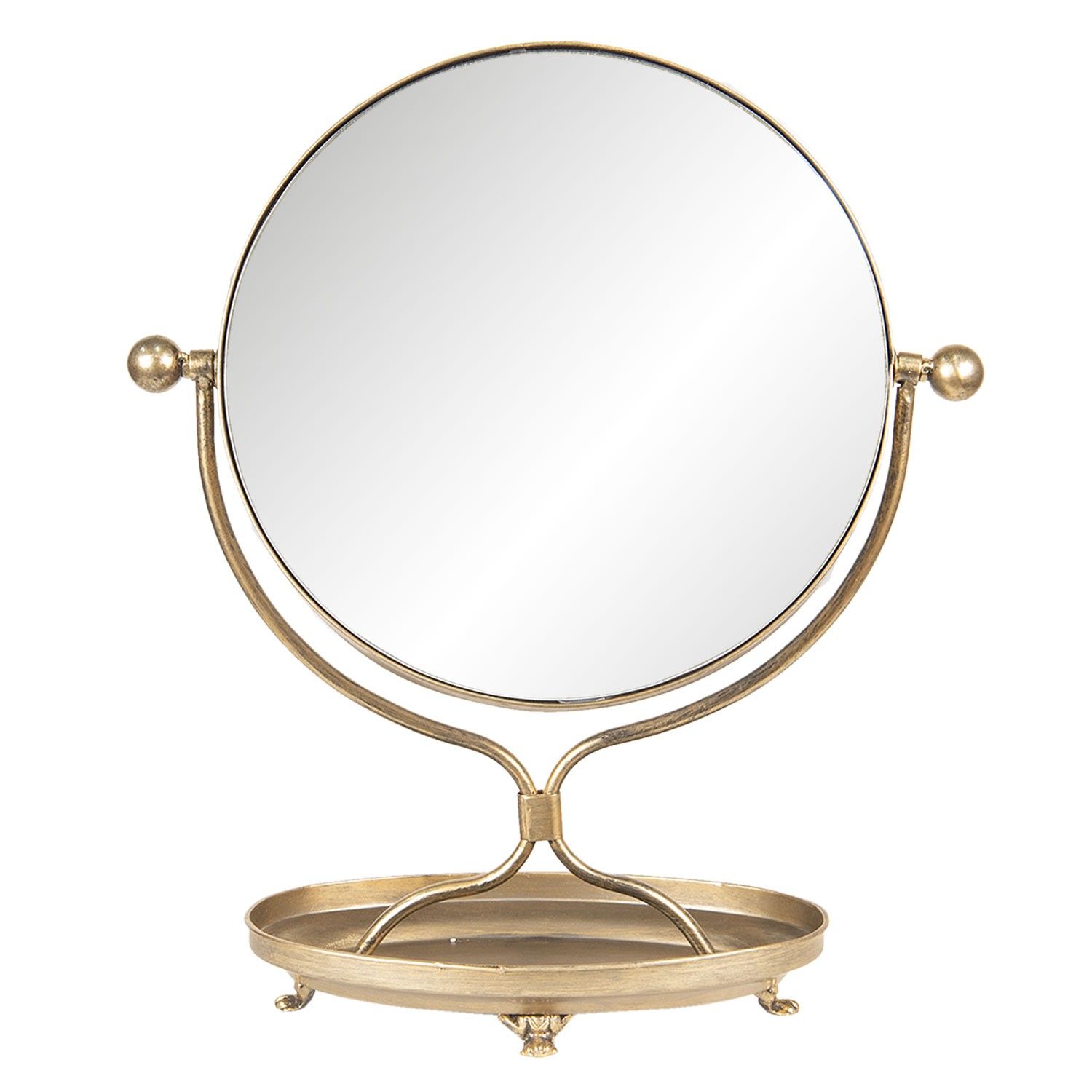 Stolní vintage zrcadlo ve zlatém rámu s podstavcem - 36*15*43 cm Clayre & Eef - LaHome - vintage dekorace