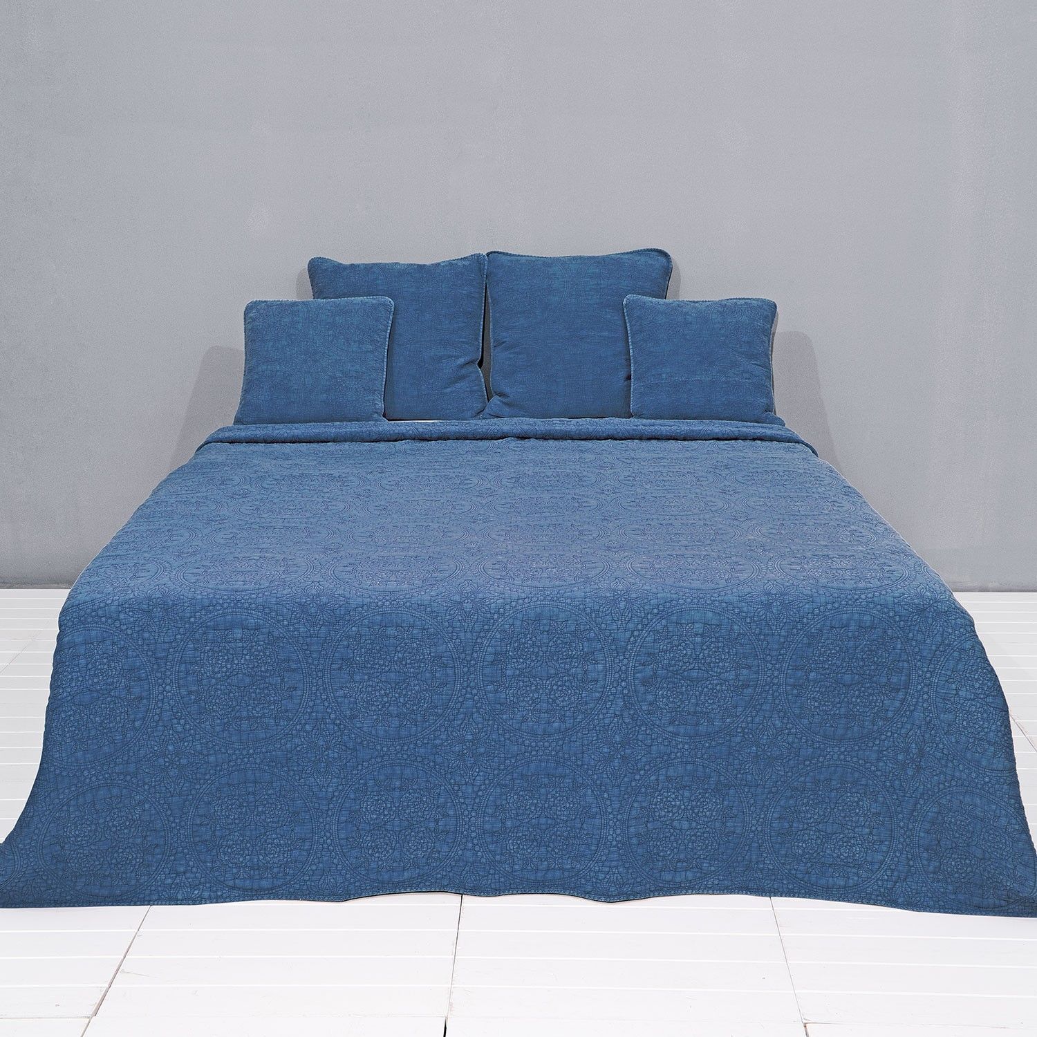 Modrý vintage přehoz na dvoulůžkové postele Quilt 181 - 180*260 cm Clayre & Eef - LaHome - vintage dekorace
