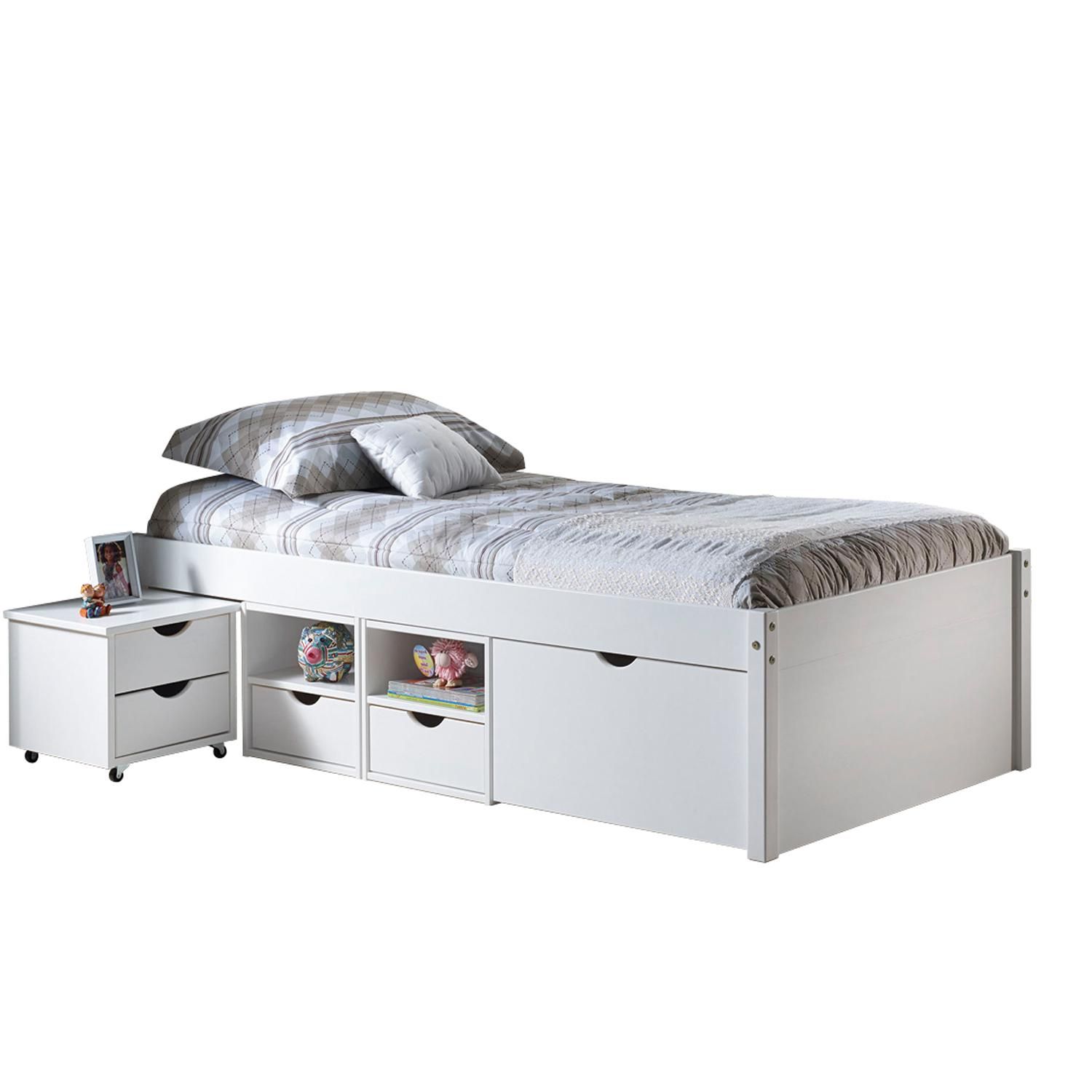 Multifunkční postel TILL 90x200 bílý lak - IDEA nábytek