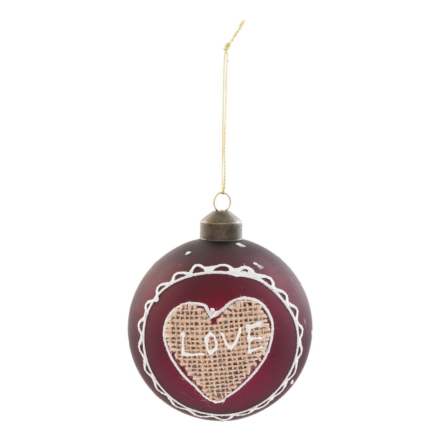 Vánoční ozdoba Love - Ø 8 cm - sada 4ks Clayre & Eef - LaHome - vintage dekorace