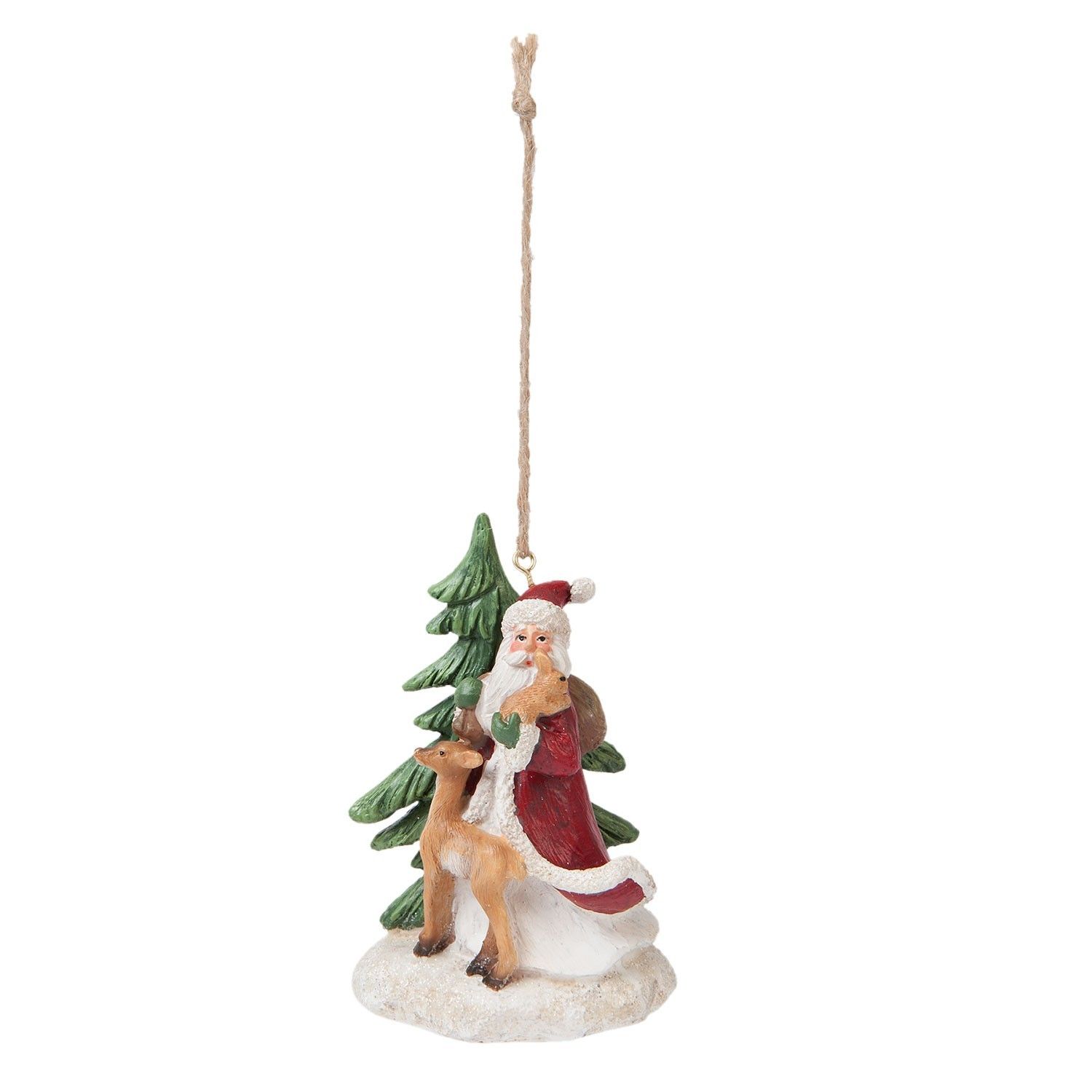 Vánoční ozdoba Santa se zvířátky - 7*6*10 cm Clayre & Eef - LaHome - vintage dekorace