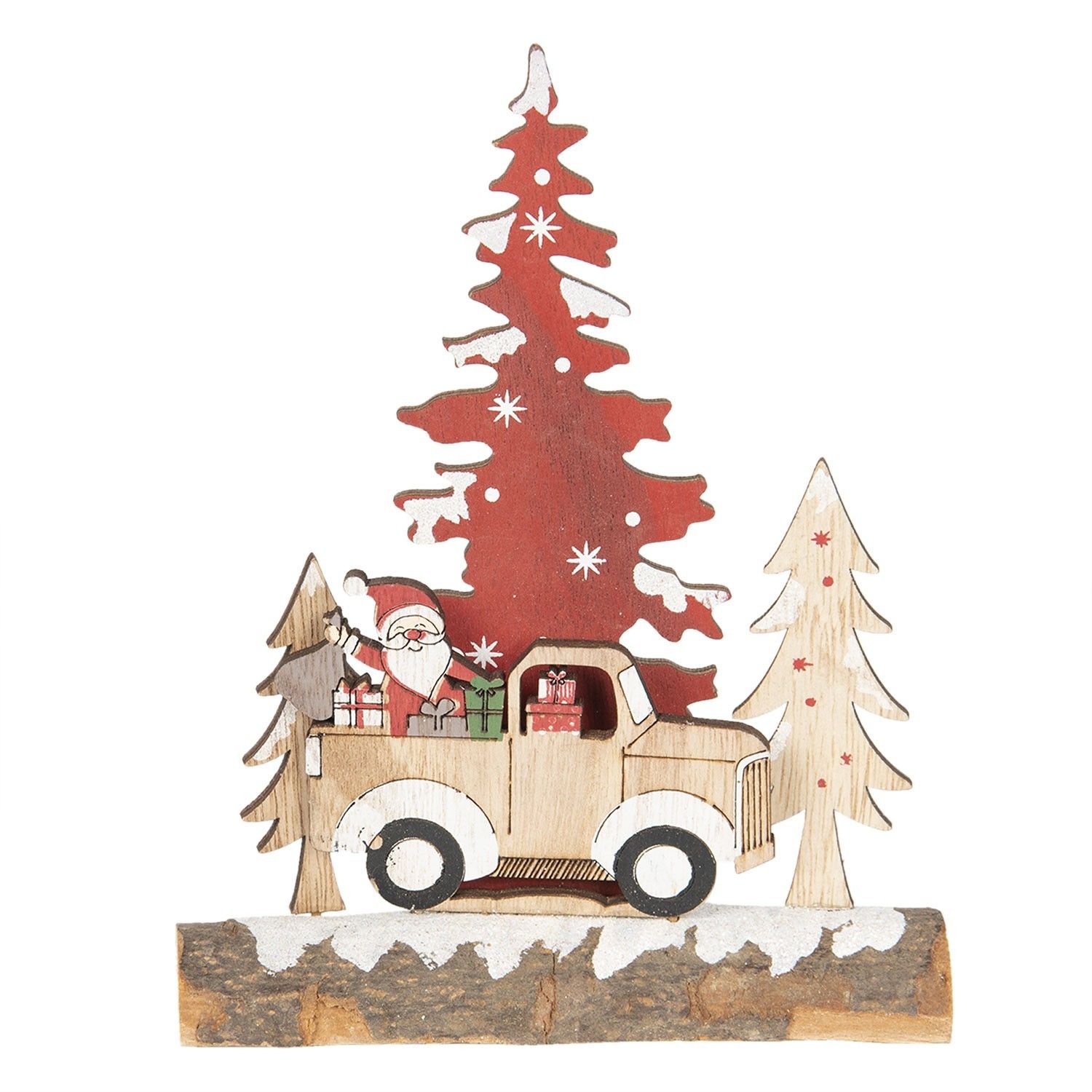 Dřevěná vánoční dekorace se Santou - 6*5*20 cm Clayre & Eef - LaHome - vintage dekorace