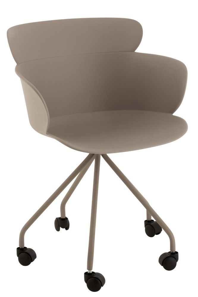 Plastová šedá židle na kolečkách Eva - 56*53*81 cm J-Line by Jolipa - LaHome - vintage dekorace