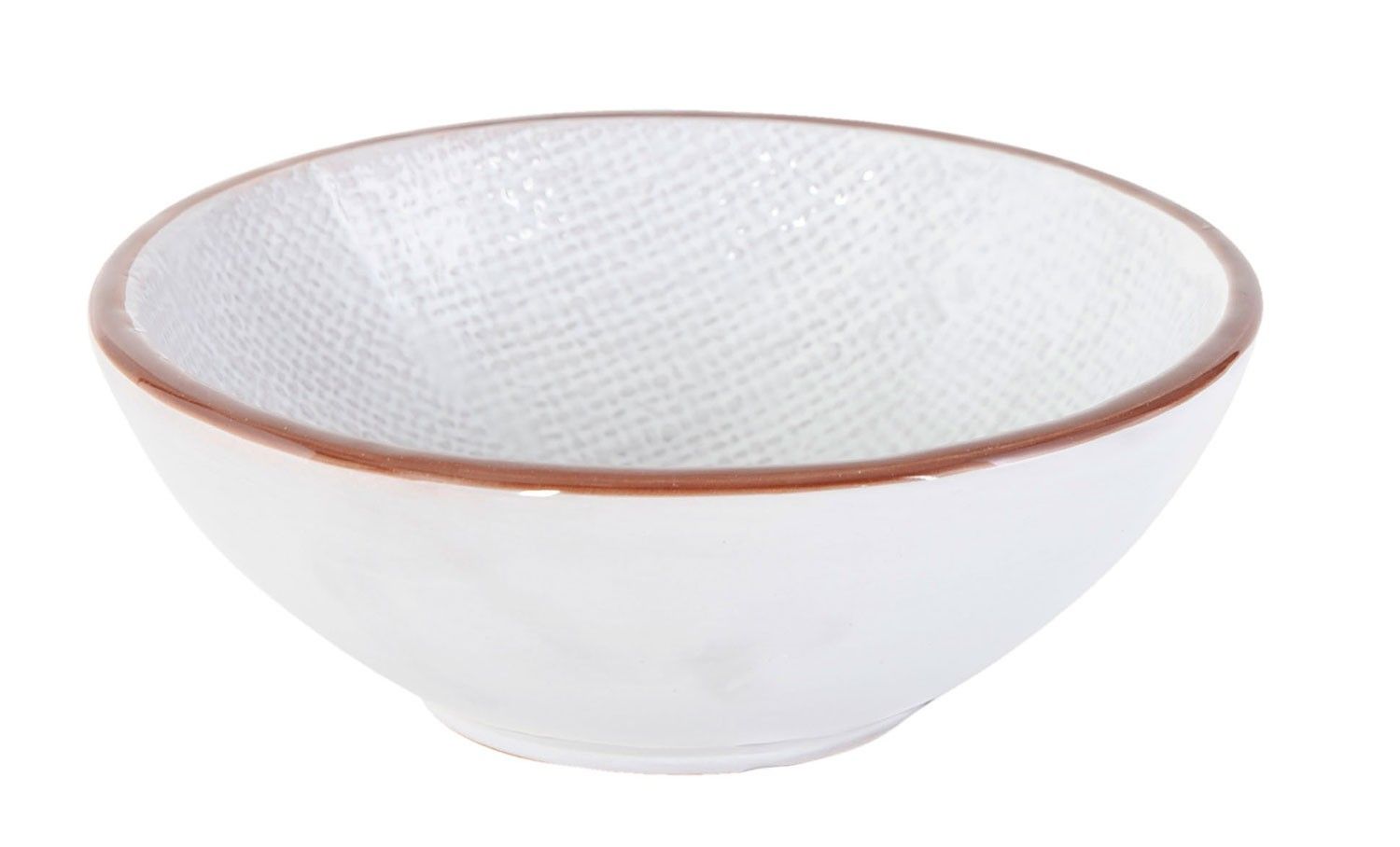 Bílá keramická miska s barevnou linkou - Ø 17*6 cm Clayre & Eef - LaHome - vintage dekorace