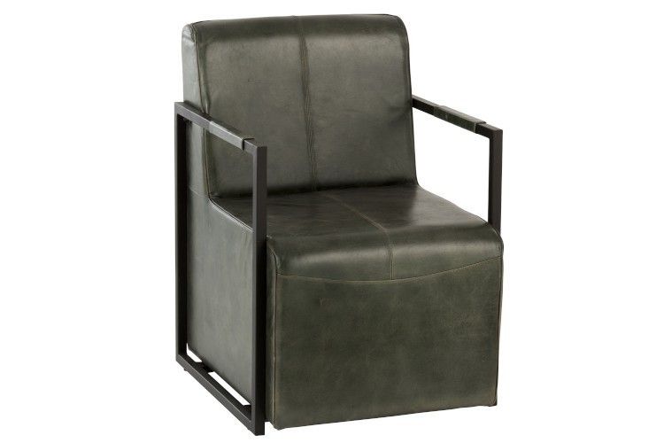 Zelené kožené křeslo/ židle Grony - 62*69*88 cm J-Line by Jolipa - LaHome - vintage dekorace