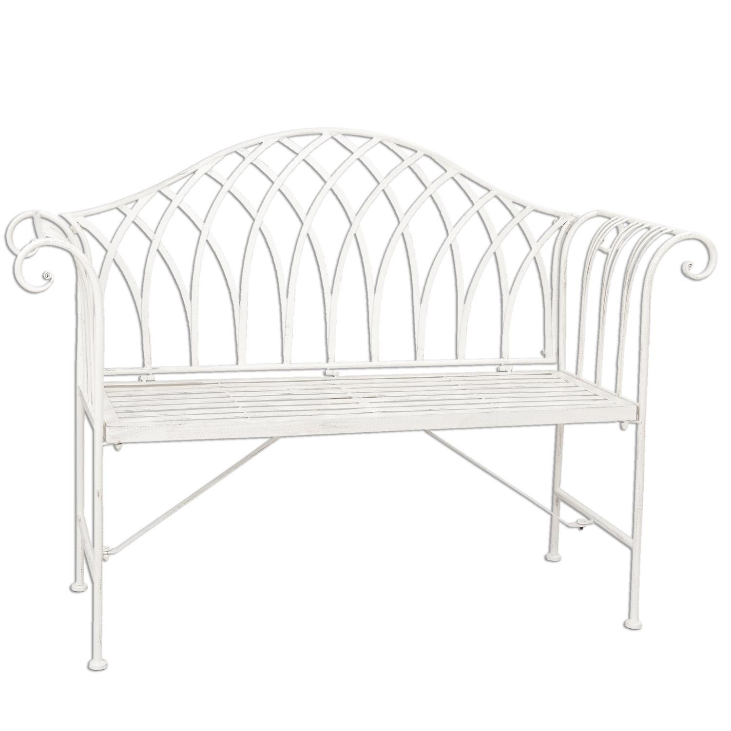 Bílá kovová zahradní lavice Benchy - 128*44*93 cm Clayre & Eef - LaHome - vintage dekorace