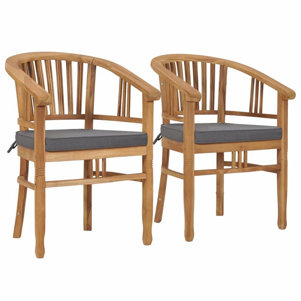 Zahradní židle s poduškami 2 ks  teakové dřevo Dekorhome Šedá - DEKORHOME.CZ