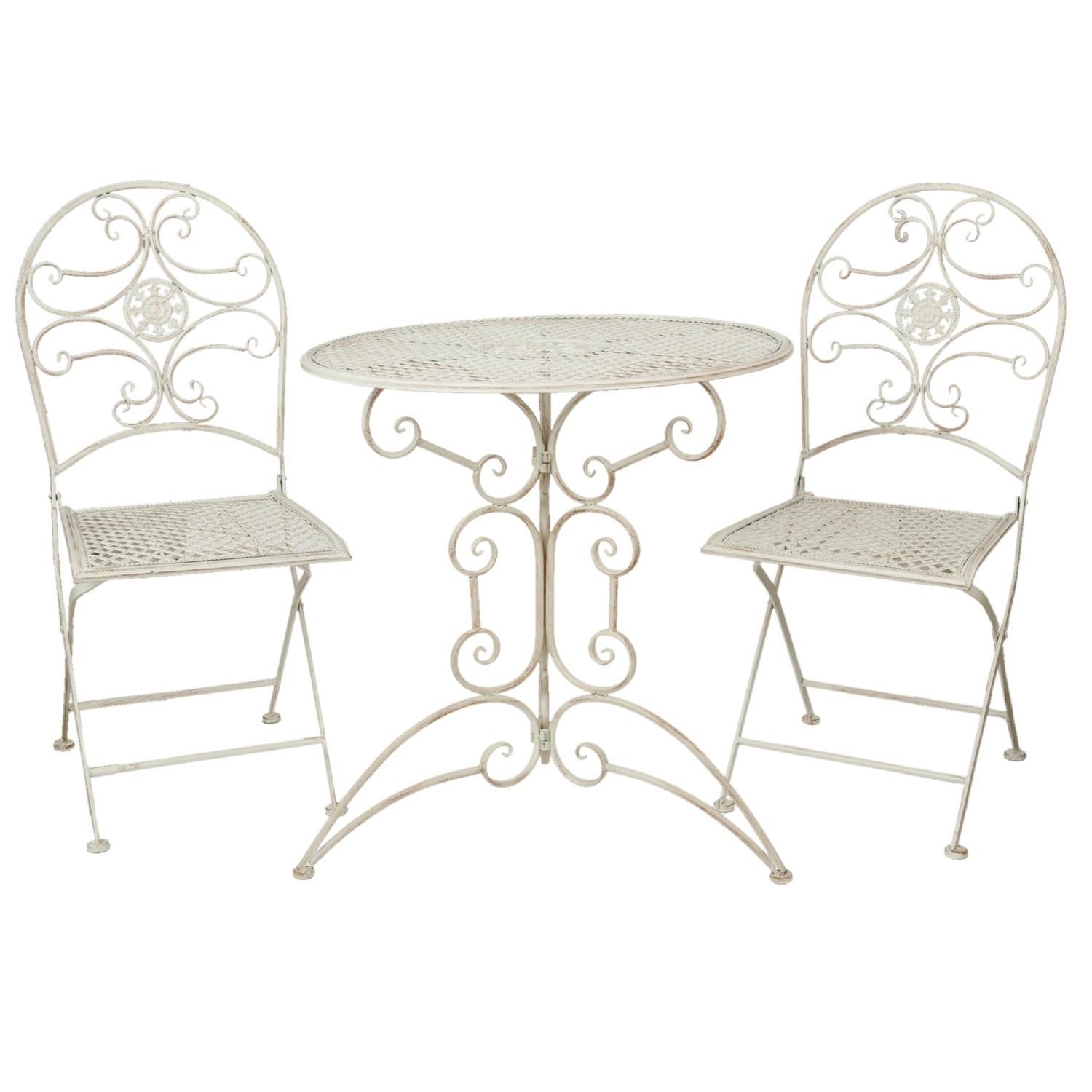 Zahradní skládací souprava - stůl + 2 židle - Ø 70*74 / 2x Ø 40*45*95 cm Clayre & Eef - LaHome - vintage dekorace