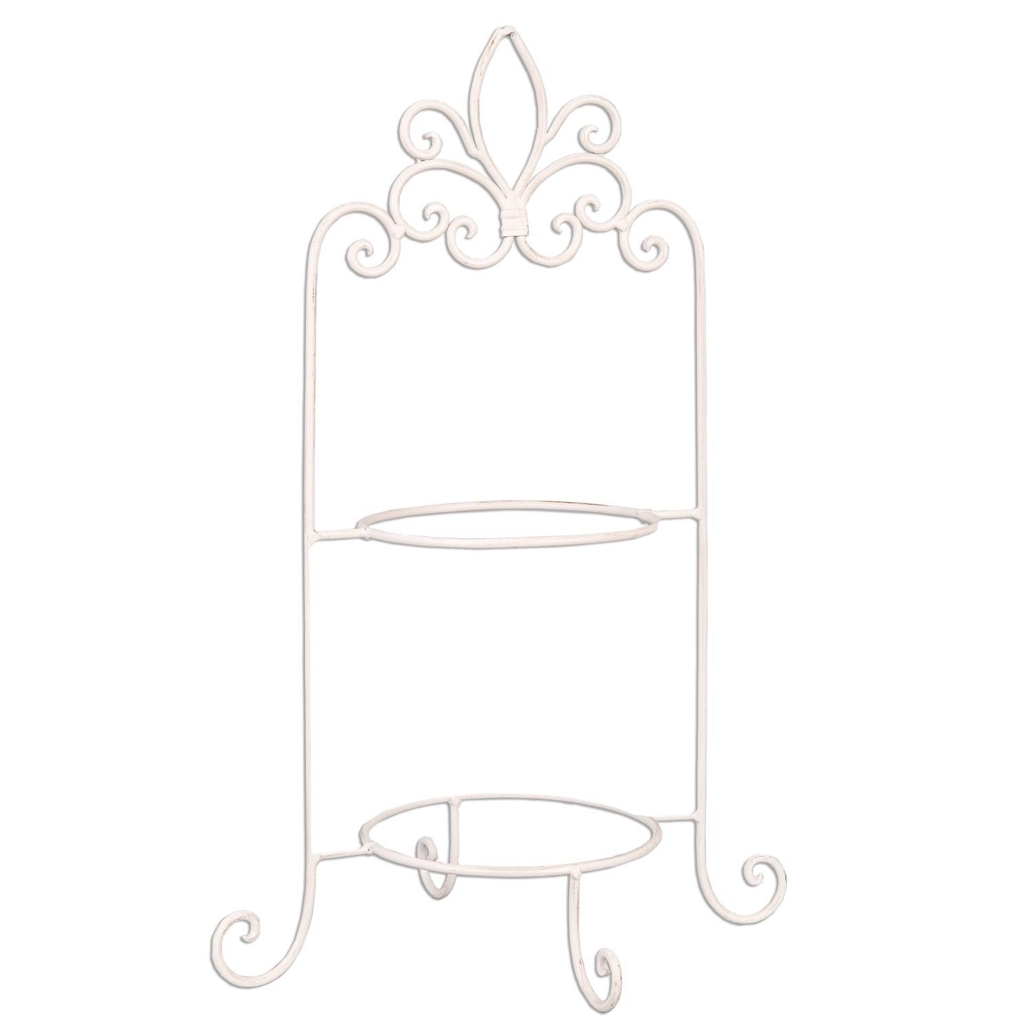 Bílý kovový stojan na talíře - 38*30*57 cm Clayre & Eef - LaHome - vintage dekorace