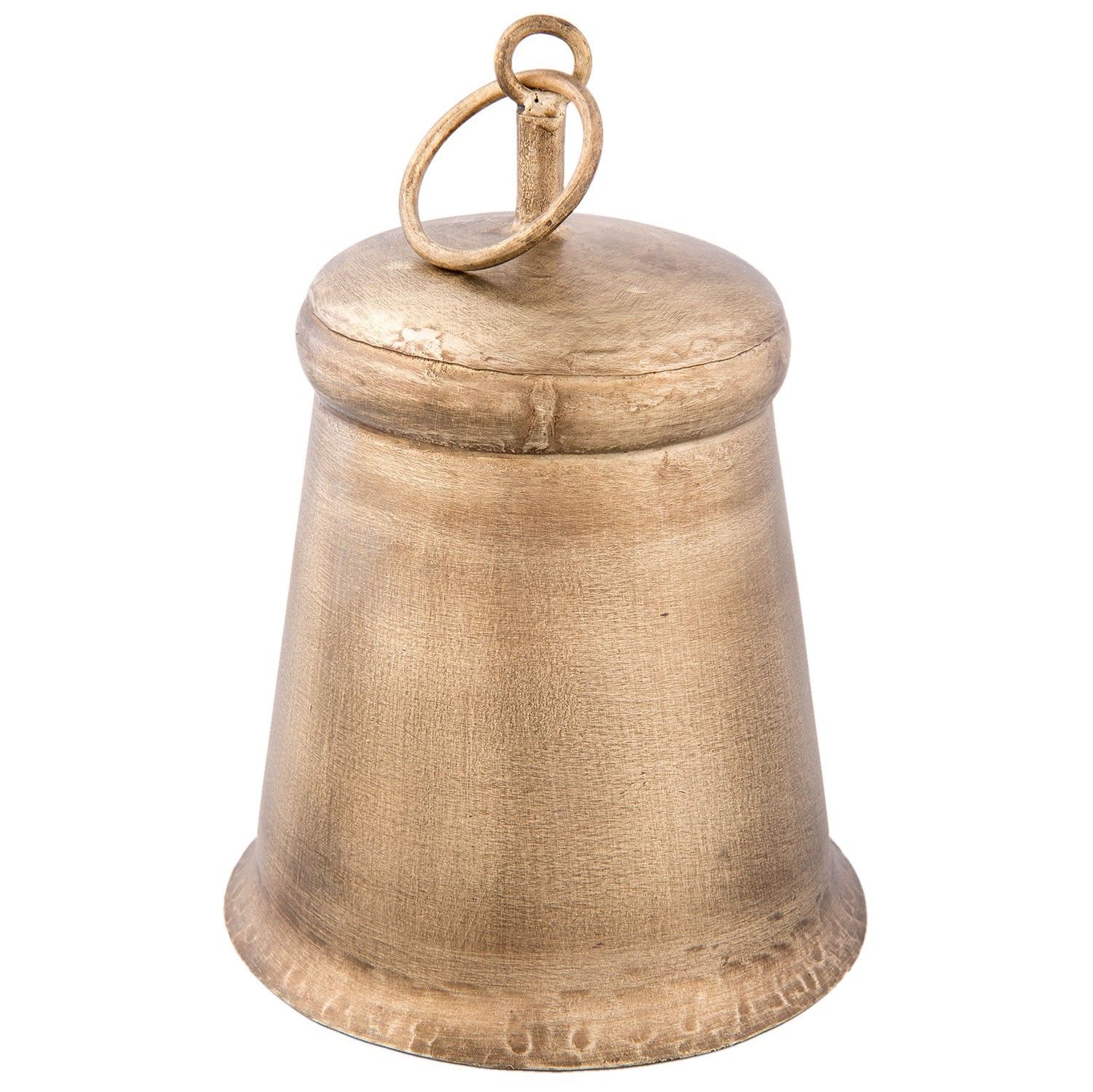 Zlatý kovový zvonek s patinou - Ø 12*16 cm Clayre & Eef - LaHome - vintage dekorace