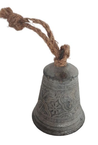 Šedý plechový zvonek s patinou - Ø 7*10 cm Ostatní - LaHome - vintage dekorace