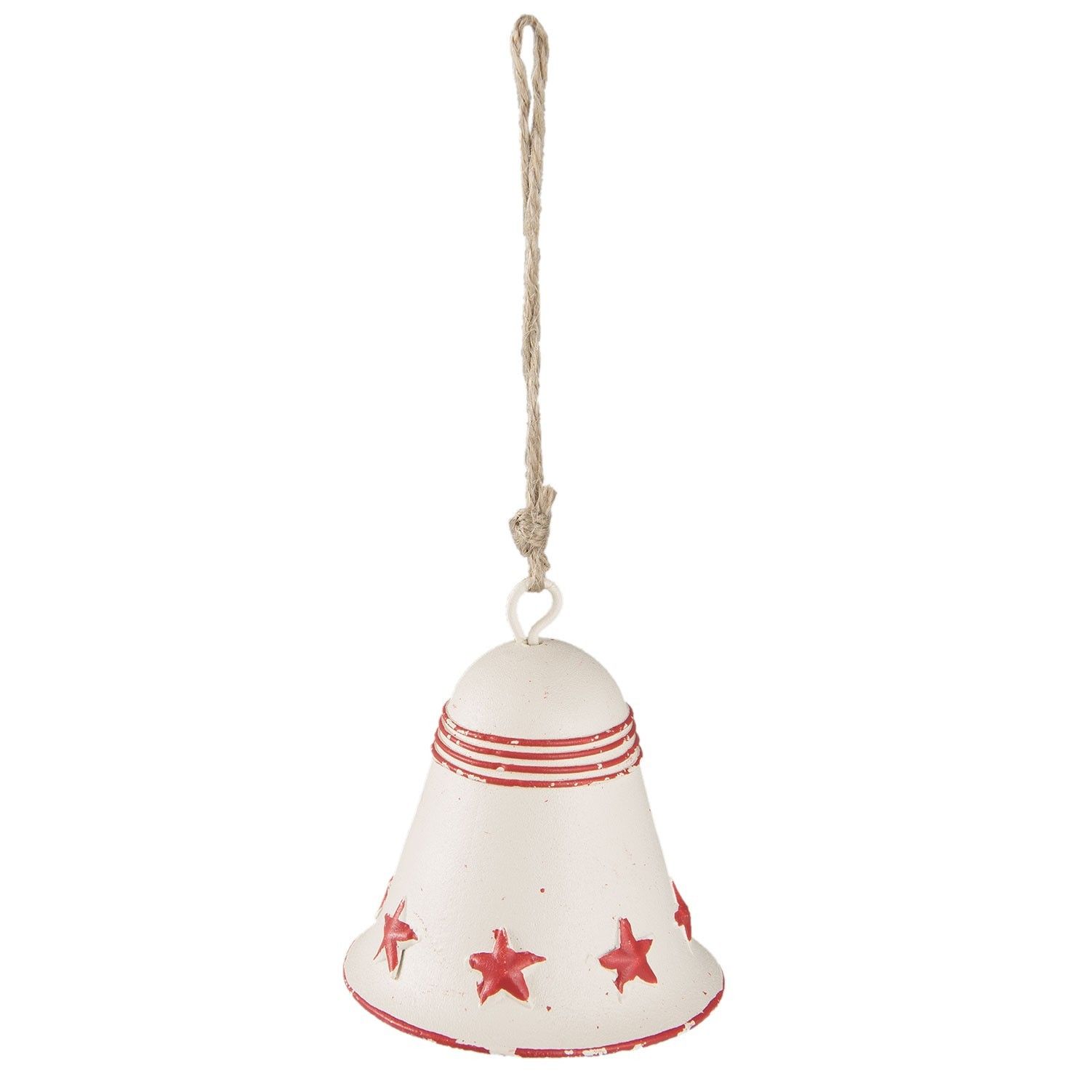 Bílý kovový závěsný zvonek - Ø 9*10 cm Clayre & Eef - LaHome - vintage dekorace