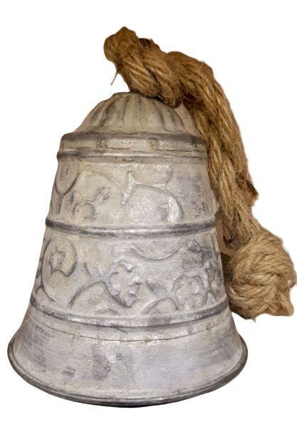 Šedý plechový zvonek s patinou  - Ø 12*15cm Ostatní - LaHome - vintage dekorace