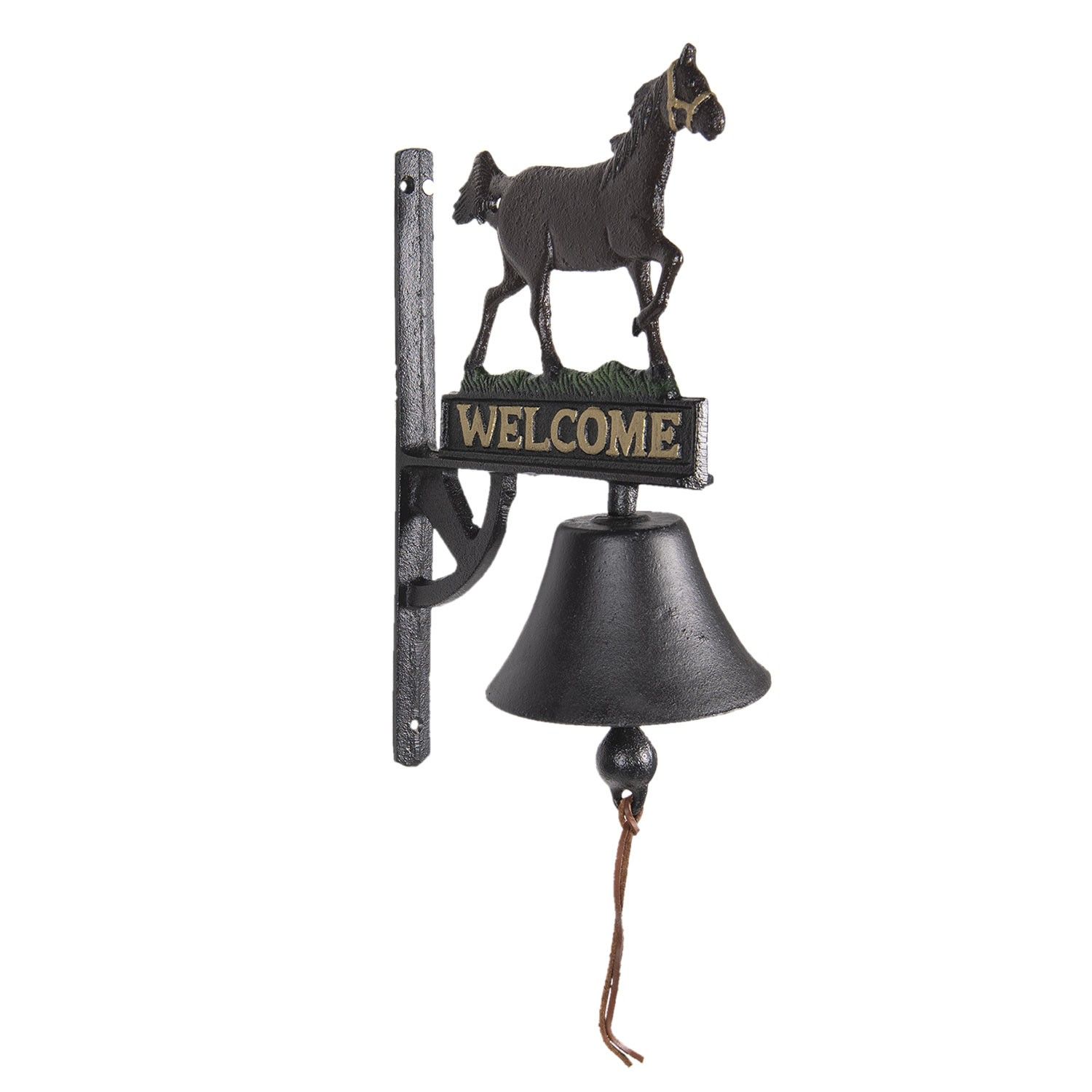 Litinový zvonek s koněm Welcome - 21*13*35 cm Clayre & Eef - LaHome - vintage dekorace