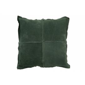 Zelený kožený polštář s výplní - 45*45cm J-Line by Jolipa LaHome - vintage dekorace