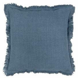 Tmavě modrý bavlněný polštář s trásněmi - 45*45 cm Clayre & Eef LaHome - vintage dekorace