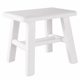 Bílá dřevěná stolička s patinou - 26*20*23 cm Clayre & Eef