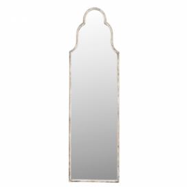 Nástěnné vintage zrcadlo v bílém rámu s patinou - 38*2*132 cm Clayre & Eef