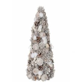 Bílý vánoční stromek se šiškami -  21*21*51cm J-Line by Jolipa