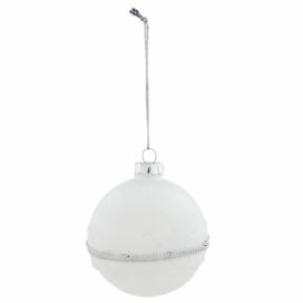 Skleněná vánoční koule s krajkou a perličkami - Ø 8 cm  Clayre & Eef