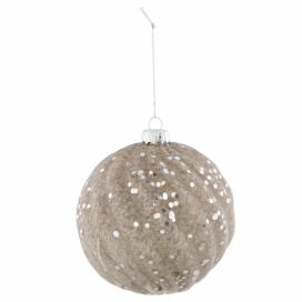 Skleněná vánoční koule se stříbrnými třpytkami - Ø 9*11 cm Clayre & Eef
