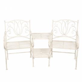 LaHome - vintage dekorace: Kovová lavice 2křesla+stolek - 160*69*92 cm Clayre & Eef
