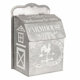 Šedá plechová poštovní schránka Farmhouse - 26*16*37 cm Clayre & Eef