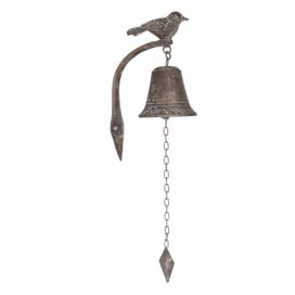 Litinový zvonek s ptáčkem Bird - 10*15*25 cm Clayre & Eef