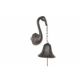 Litinový zvonek s plameňákem Flamingo - 9*9*17 cm Clayre & Eef
