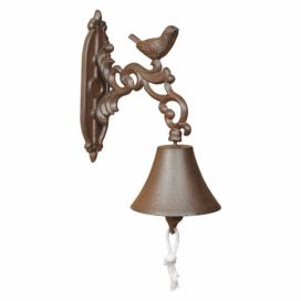 Litinový zvonek s ptáčkem v dárkové krabičce Bird - 10*19*24cm Esschert design