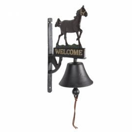 Litinový zvonek s koněm Welcome - 21*13*35 cm Clayre & Eef